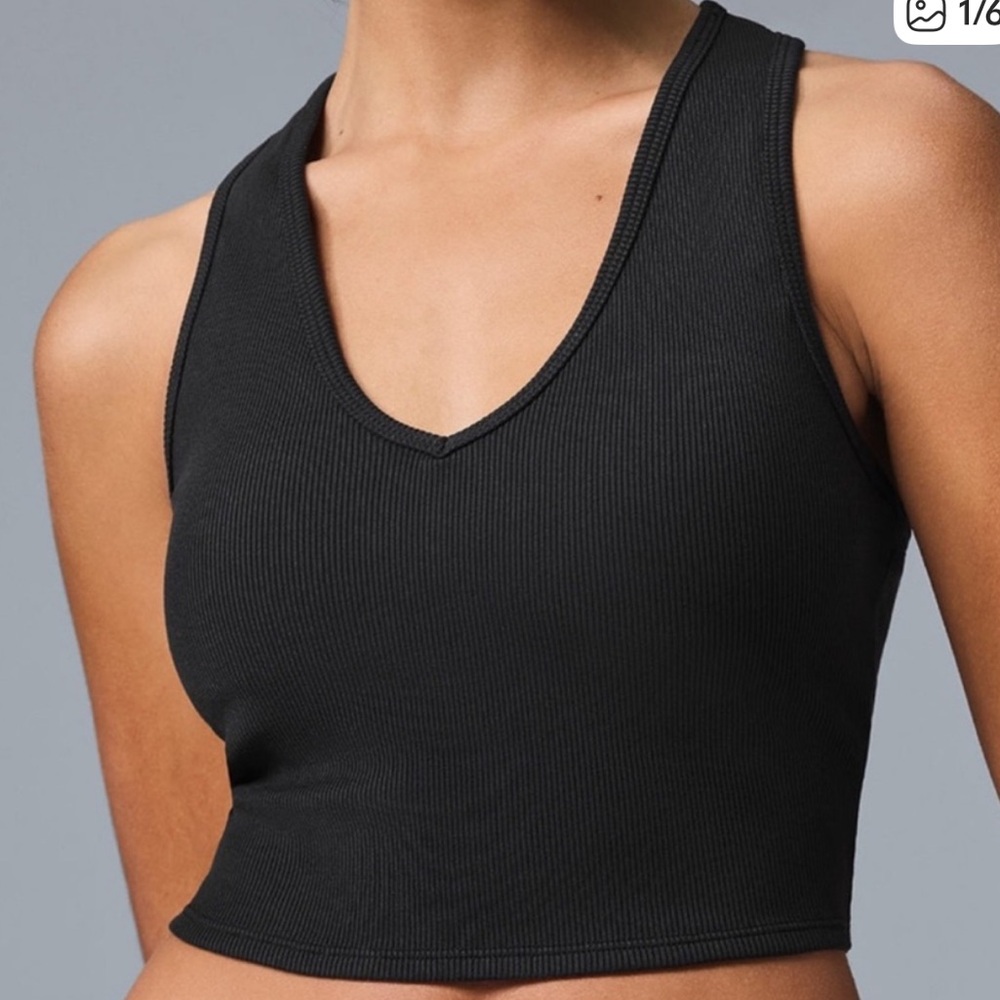 Alo yoga goddess ribbed racerback tank black size S